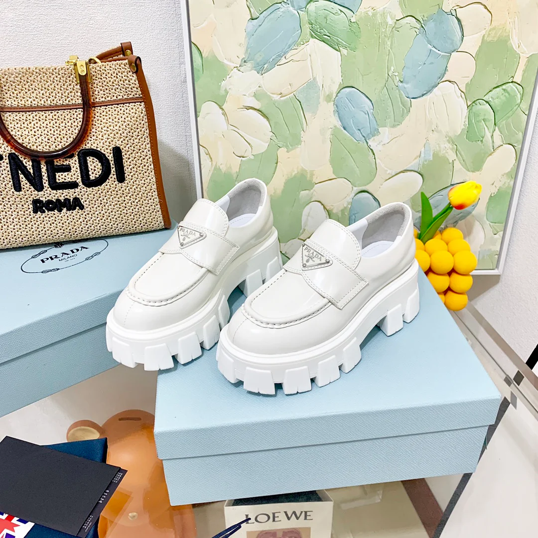 Обувь Prada - Prada Monolith - лоферы на платформе - белые