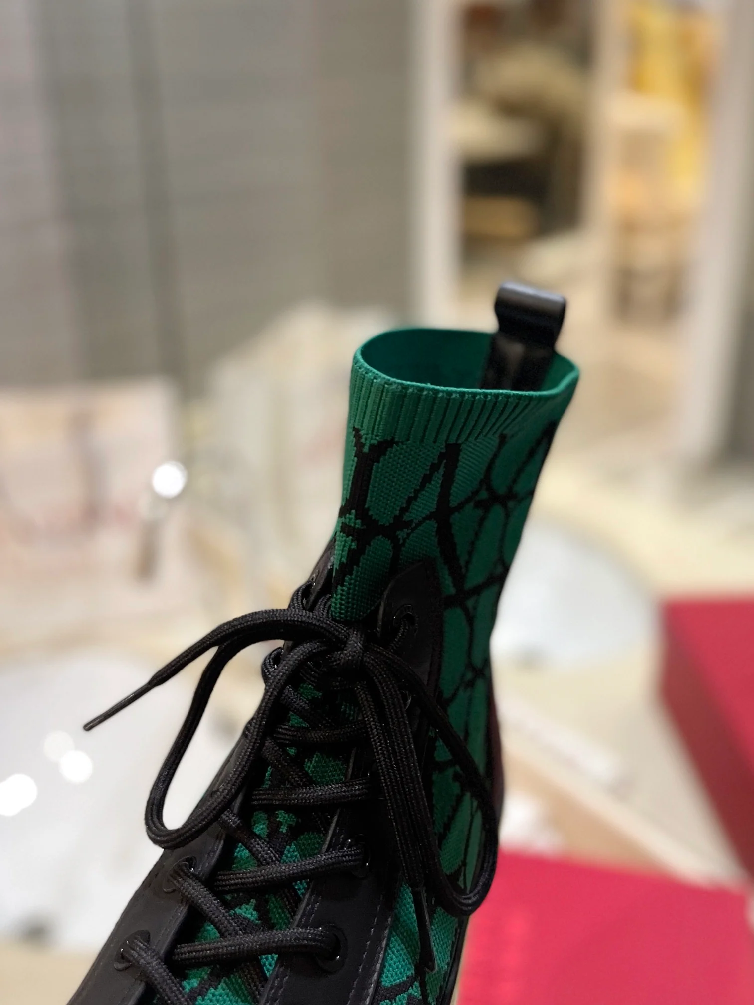 Туфли-носки Valentino до середины икры - унисекс - зеленые