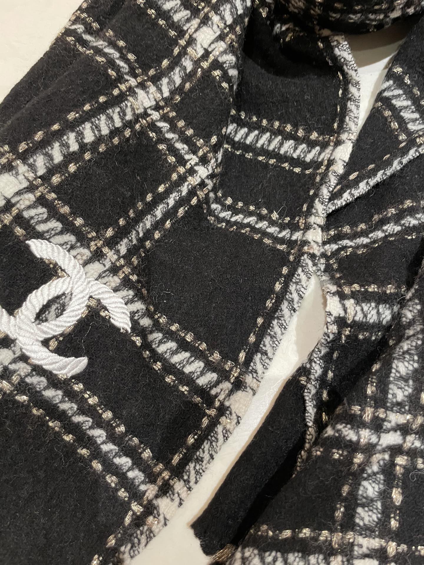 Chanel - Текстурированное плетение для шарфов - 70-200 см - 100% овечья шерсть