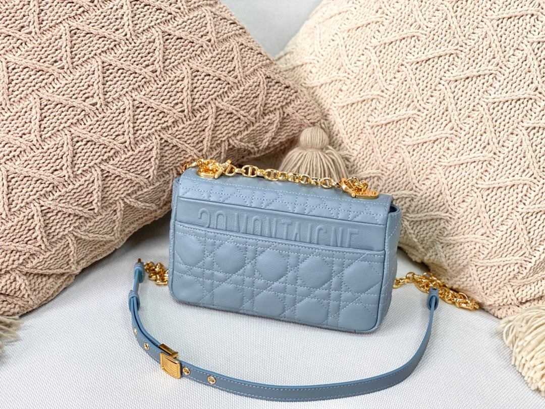 Dior Caro Small 20cm Небесно-голубая телячья кожа