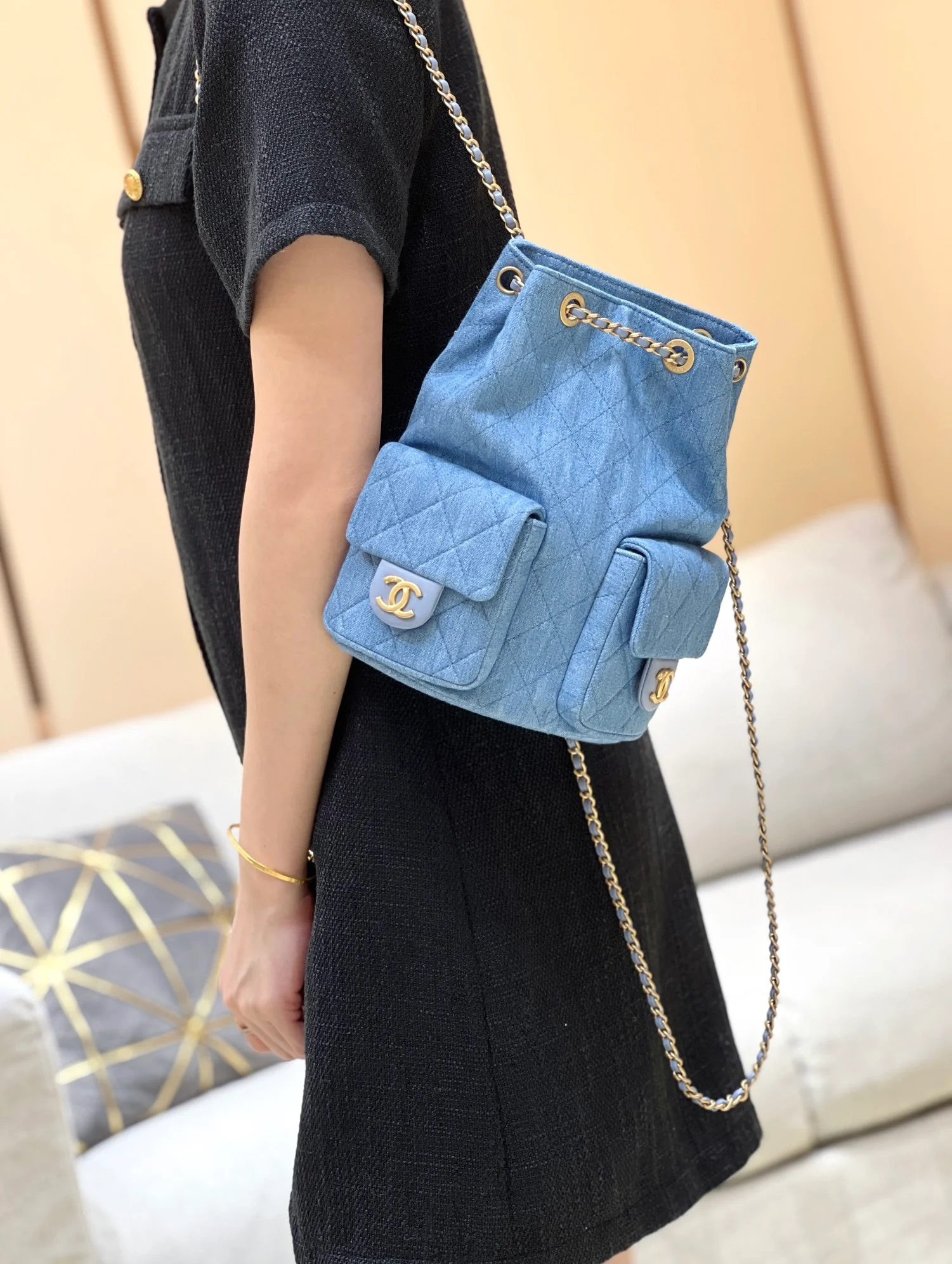 Рюкзак Chanel с двумя карманами - синий