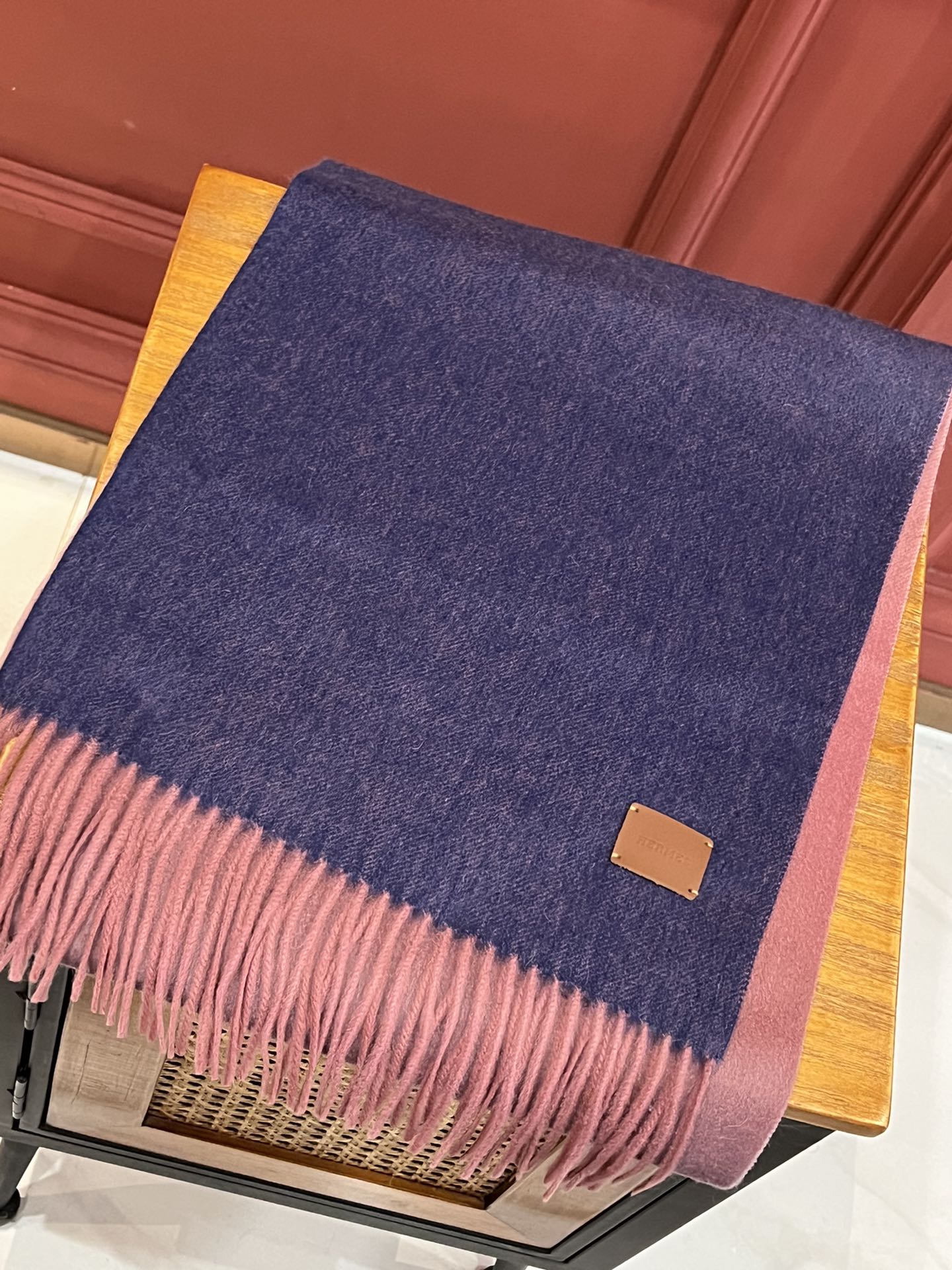 Многоцветный градиентный шарф Hermes - 32 см - 190 см - Кашемир премиум-класса, импортный - Сине-фиолетовый