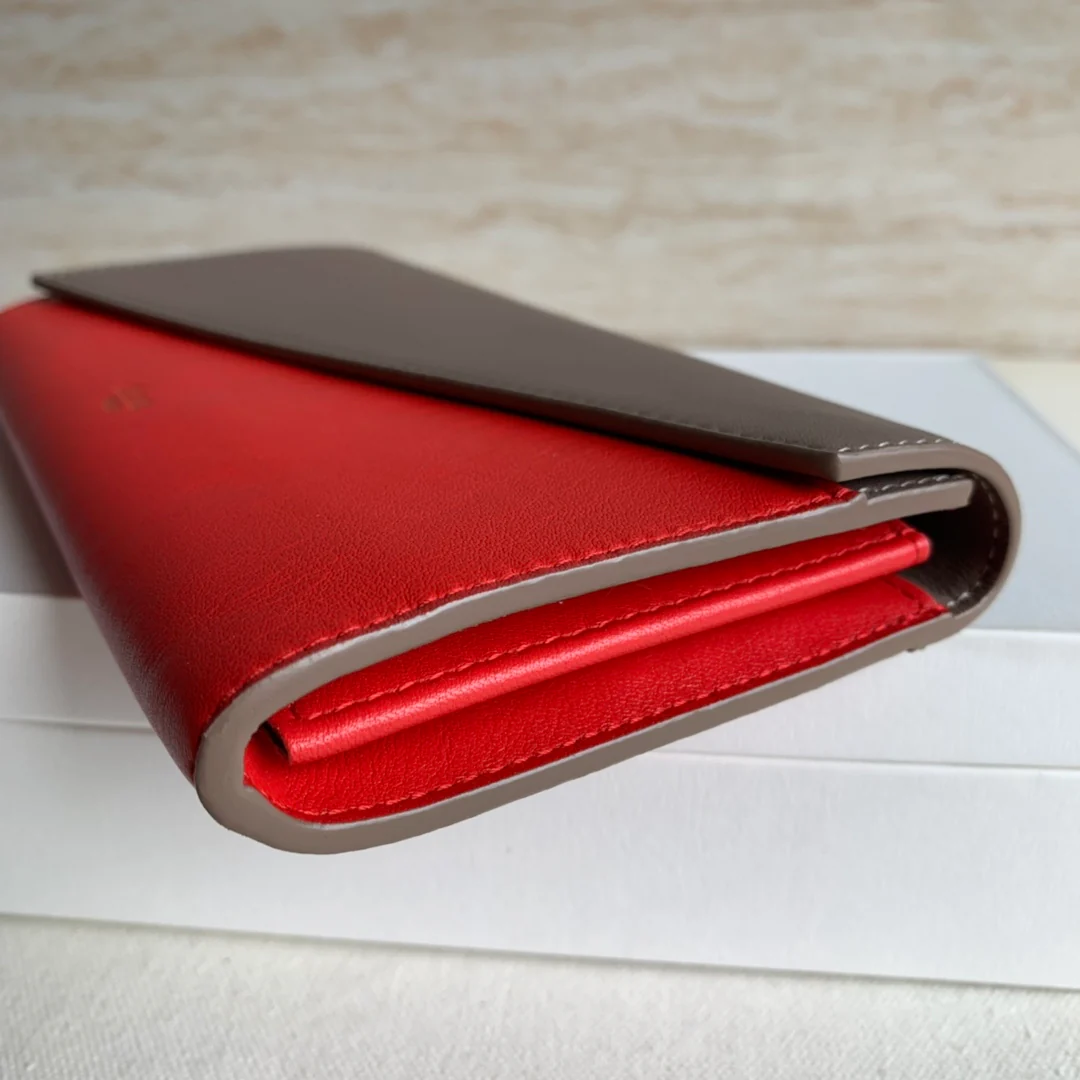 Кошелек-портмоне Celine — абрикосово-серый и красный