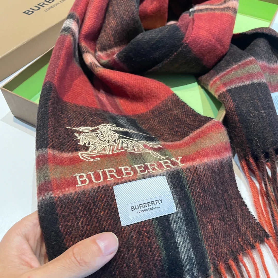 Классический полосатый вязаный шарф из кашемира Burberry - 32х180 см (без кисточек)