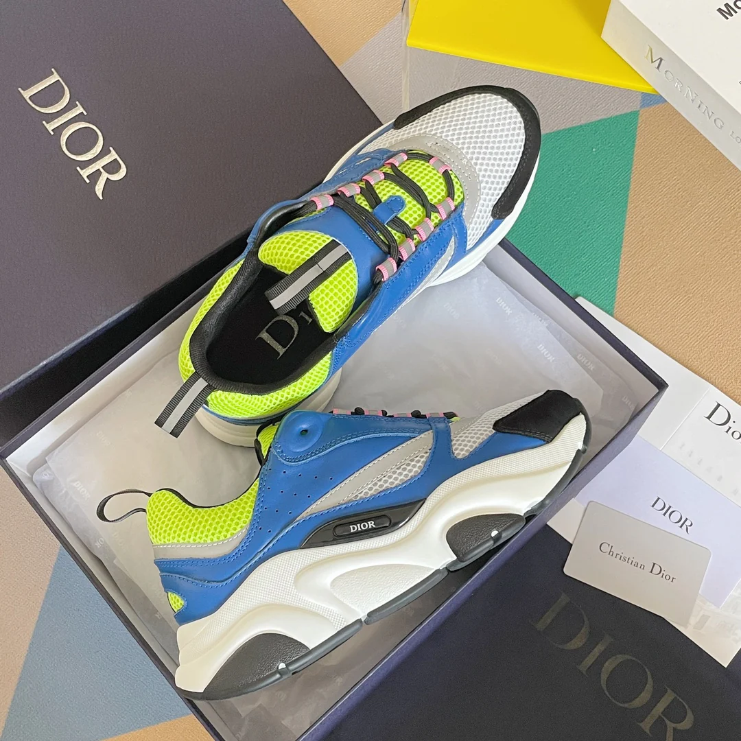 Кроссовки Dior серии B22 - Повседневные - Ярко-желтая задняя часть