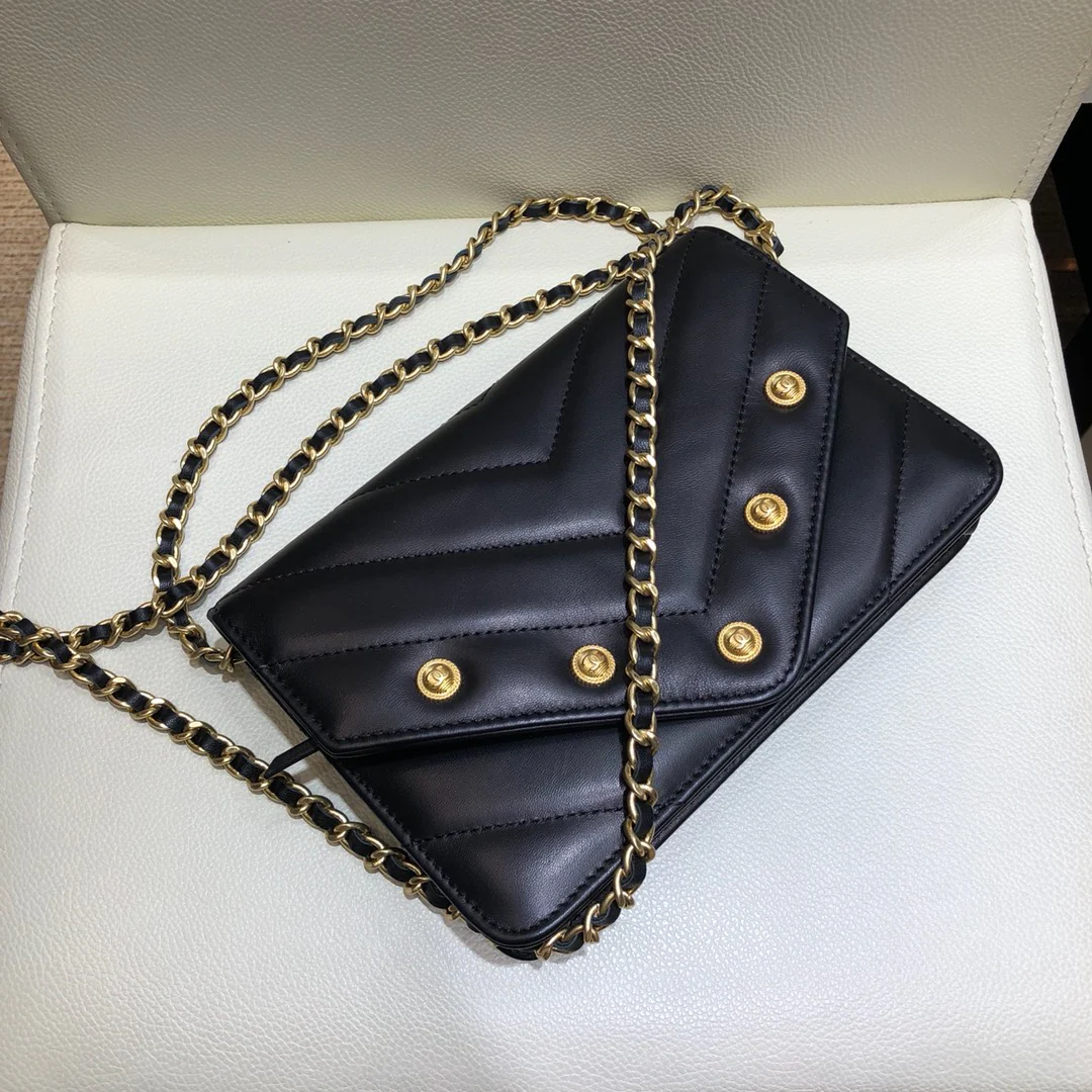 Винтажная матовая золотая сумка через плечо Chanel WOC с цепочкой - 1 шт.