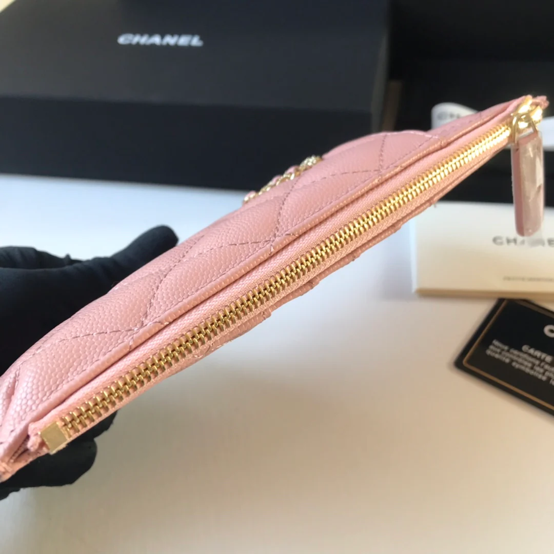 Chanel - Длинный кошелек/держатель для карт на молнии - Плоский длинный кошелек