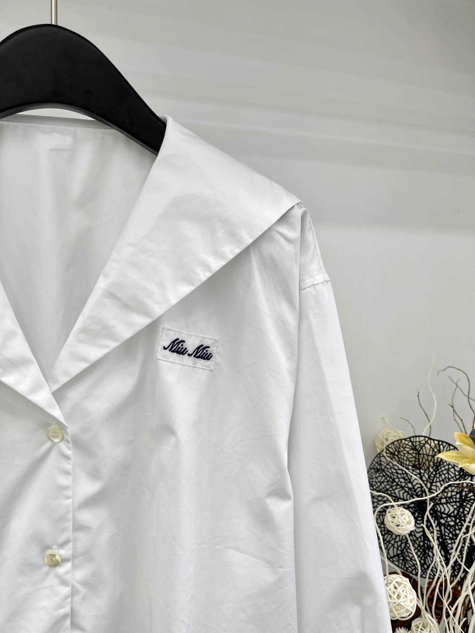 Рубашка с длинными рукавами Miu Miu-2404 в темно-синем стиле