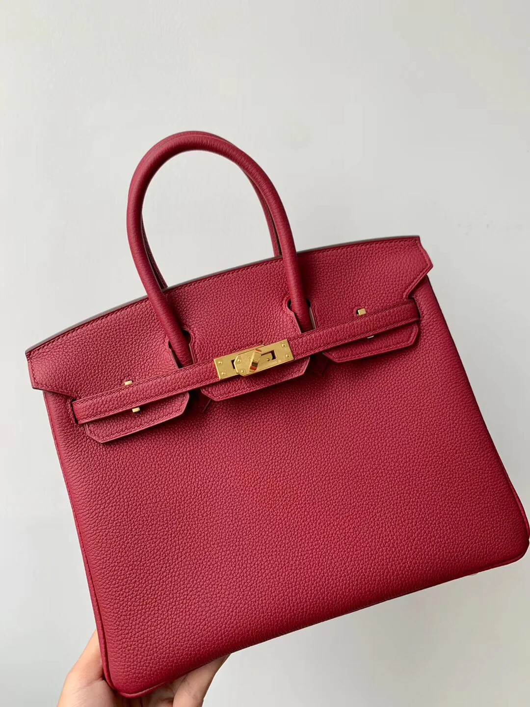 Сумка Hermes Birkin 25 Togo K1 Rouge Grenat (красная с золотой пряжкой)