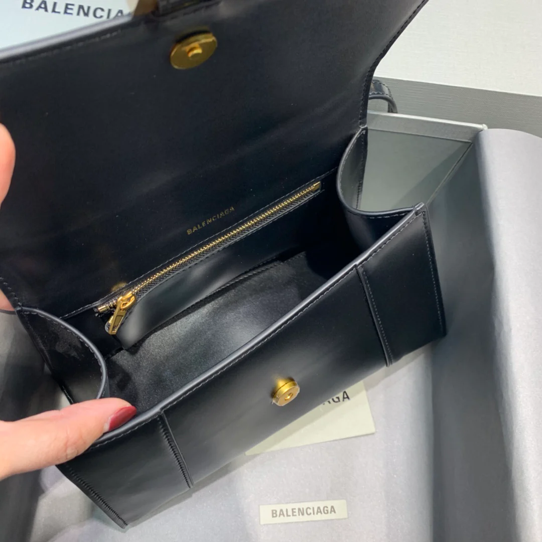 Сумка Balenciaga Hourglass - Черная, однотонная кожа - 1 шт.