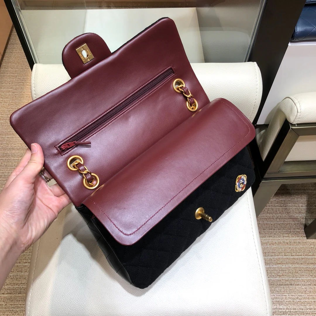 Chanel - Значок с морской тематикой - Сумка CF - Черная - 25 см