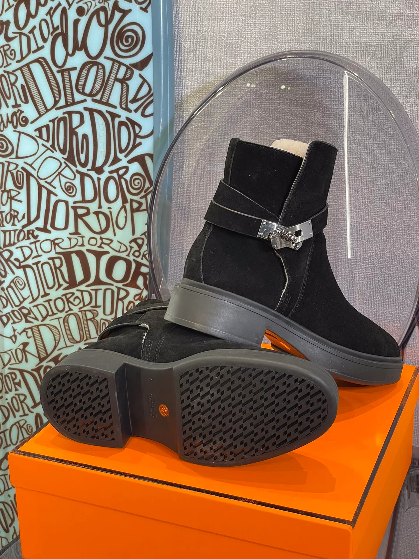 Замшевые ботильоны Hermes Kelly