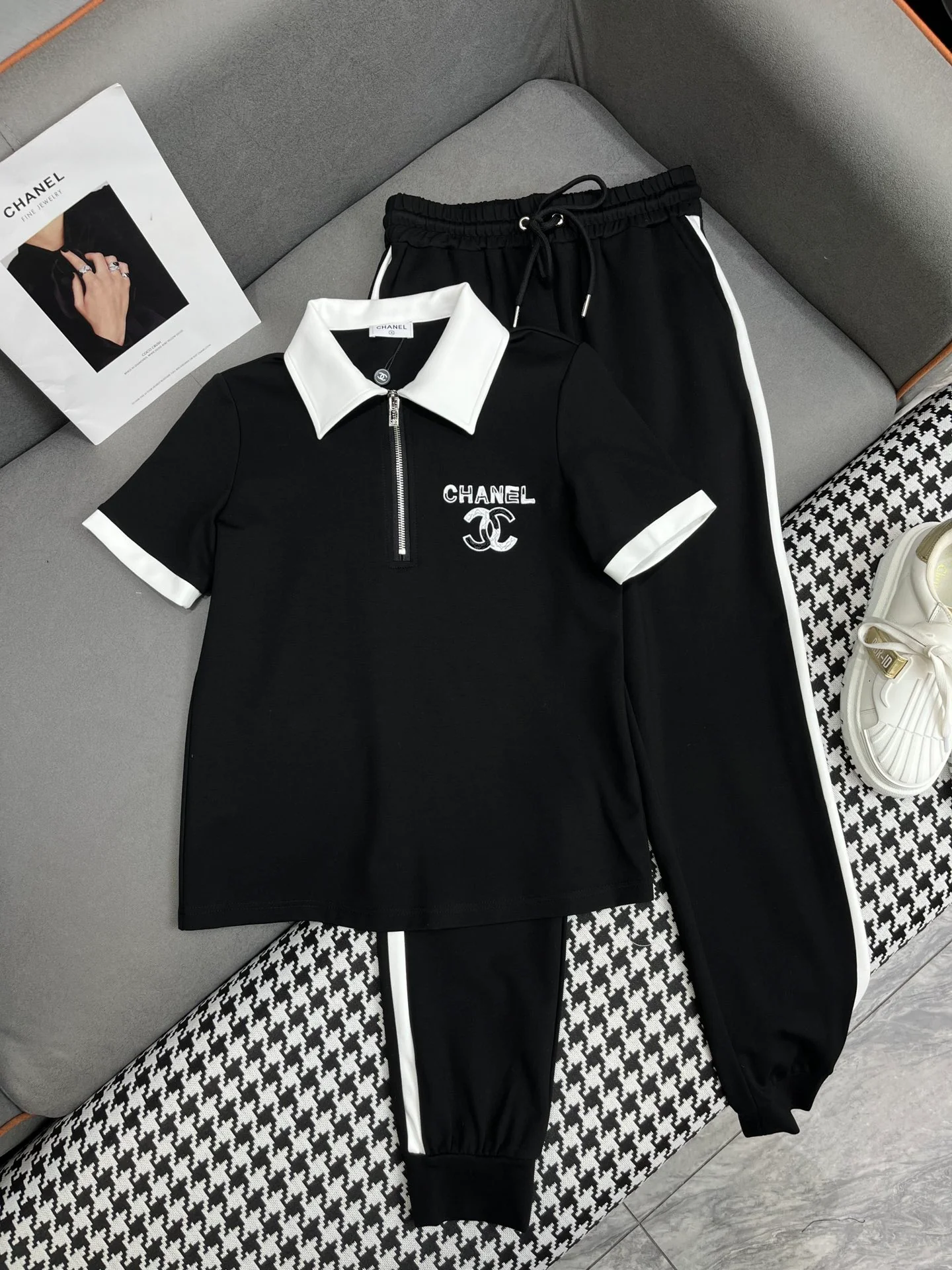 Летний костюм Chanel 2403-24ss с отложным воротником - черный