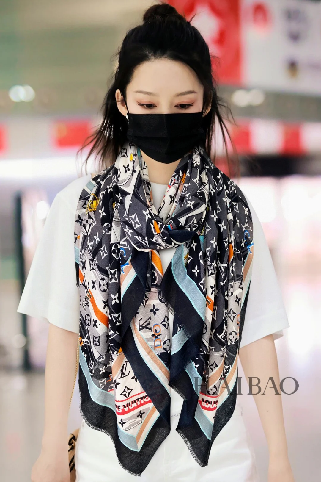 Длинный шарф LV с узором в виде кошелька - 90-100 см - высококачественный шелк саржевого переплетения.