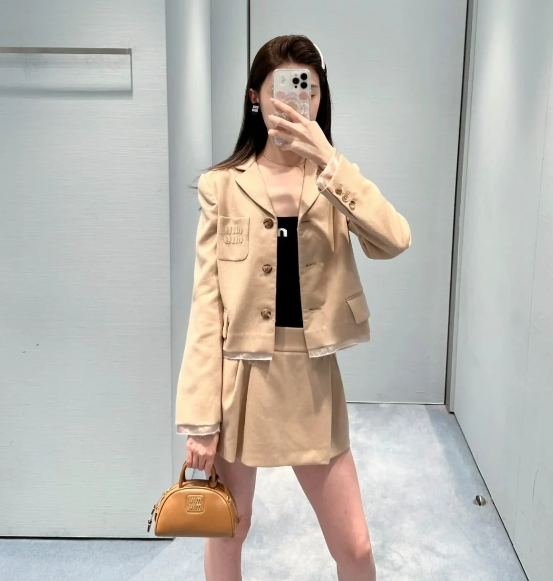 Сумка для боулинга Miu Miu - коричневая