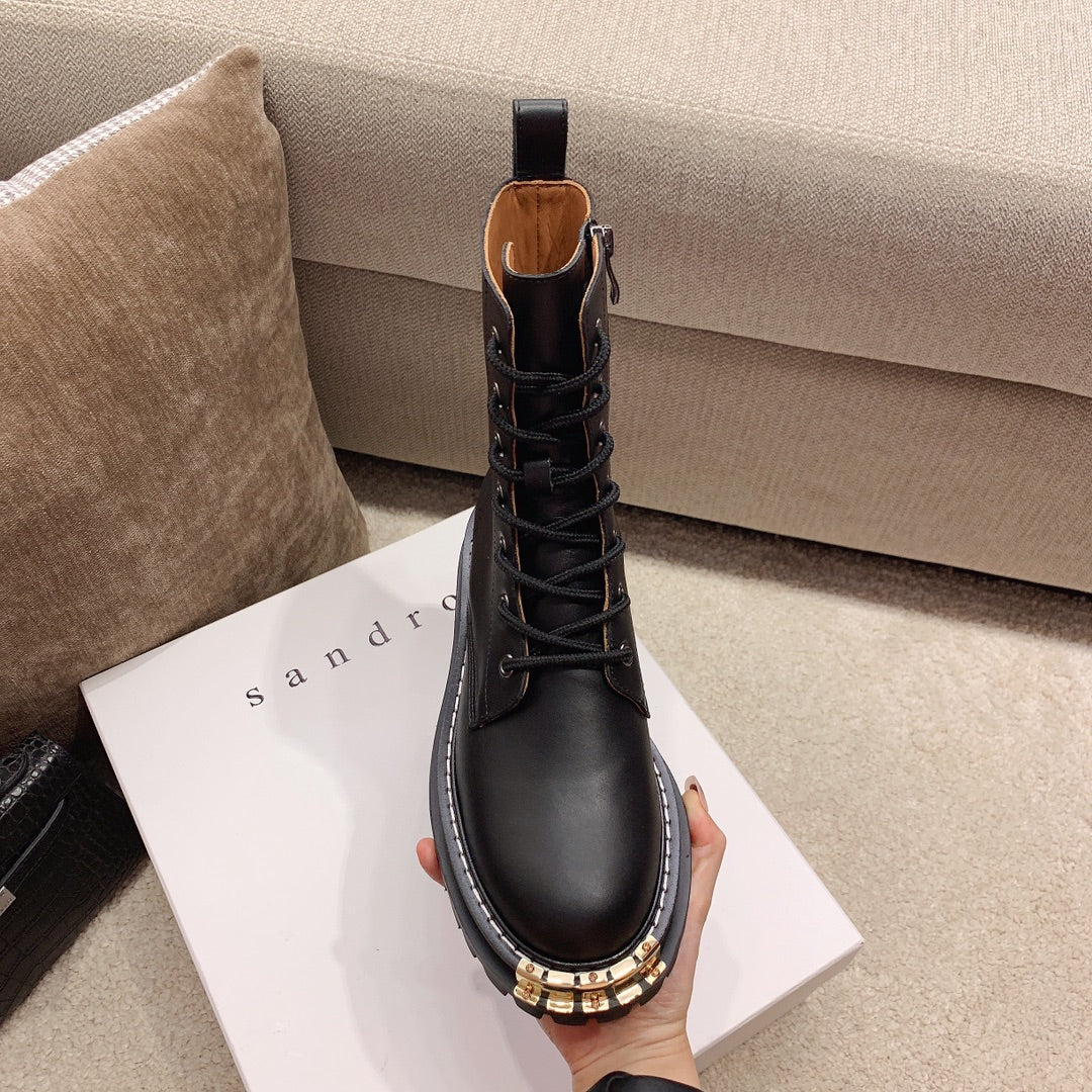 BV - Металлическая колодка - Ботинки на шнуровке до середины икры