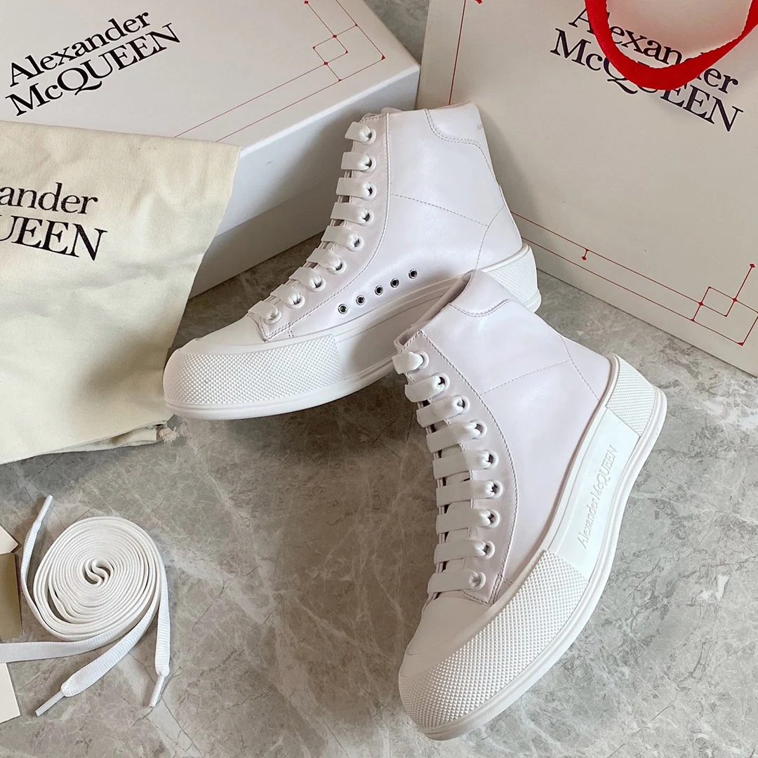 Высокие парусиновые туфли на платформе McQueen - 1