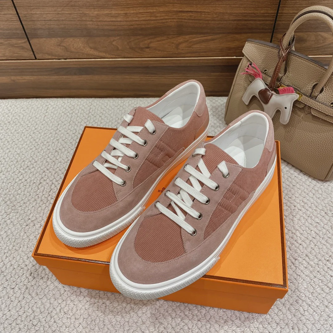 Весенняя коллекция Hermes 2022 — Белые повседневные кроссовки — Унисекс — Розовые