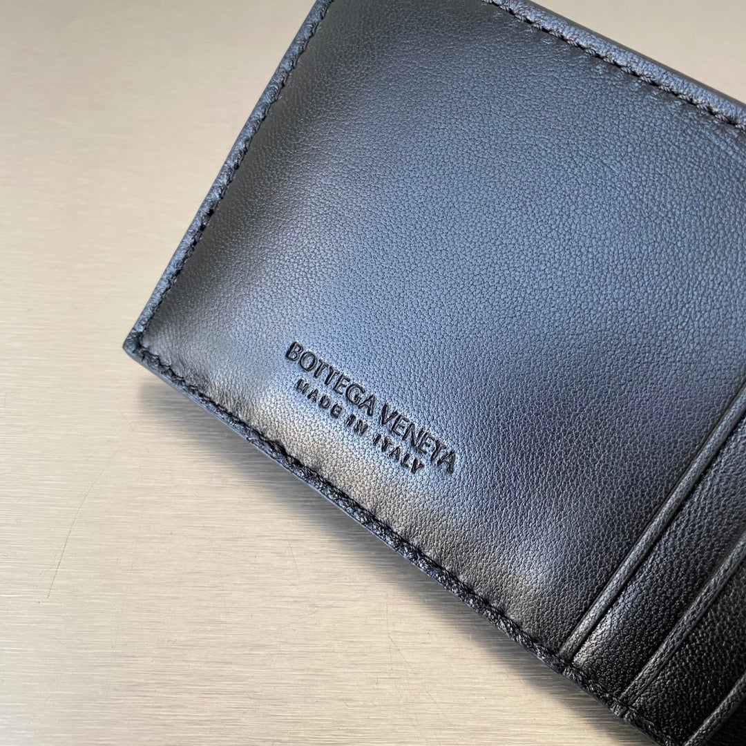 BV-小格子 卡包 小羊皮 11.5x7.5cm 亮皮黑