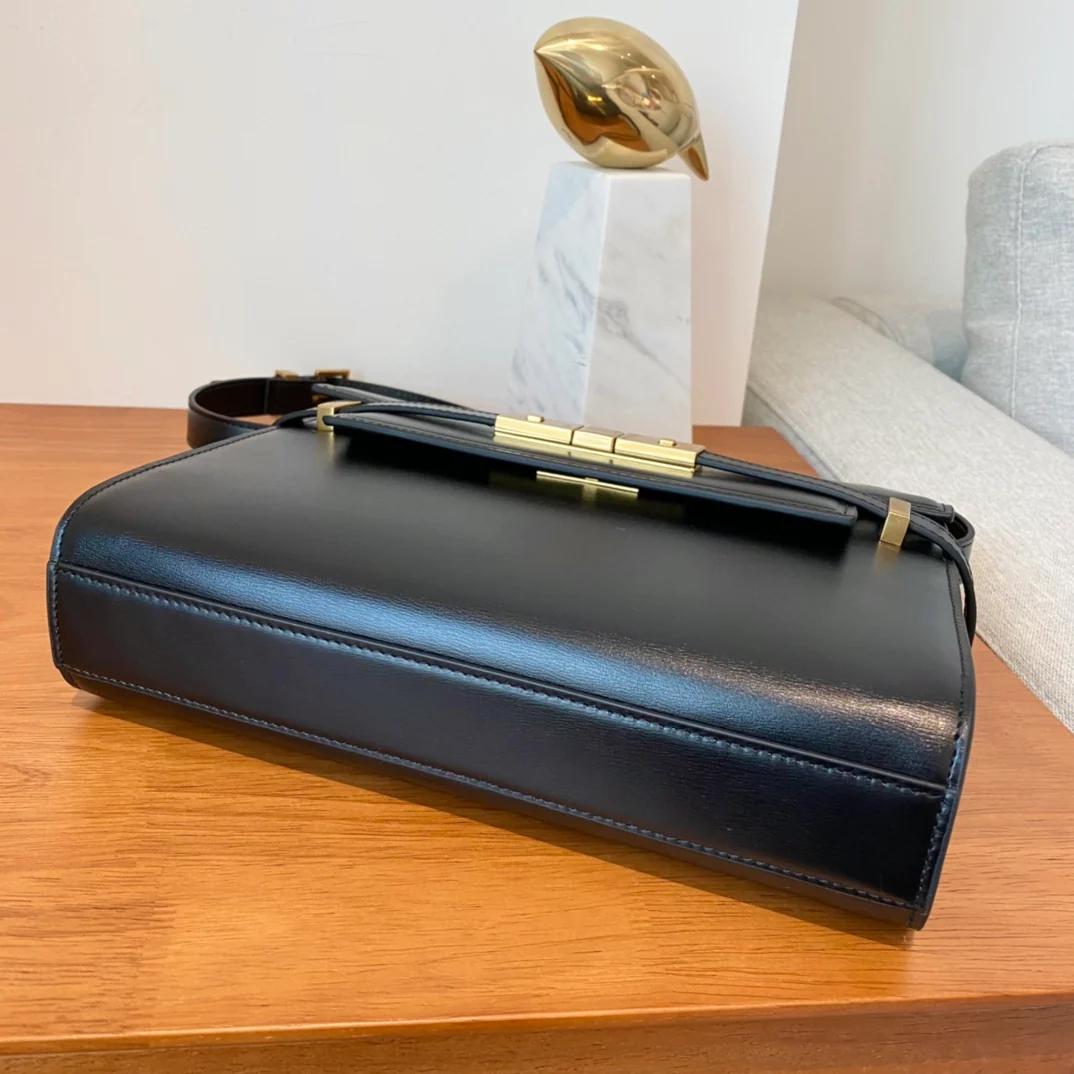 YSL Manhattan Small Black with Gold Pull