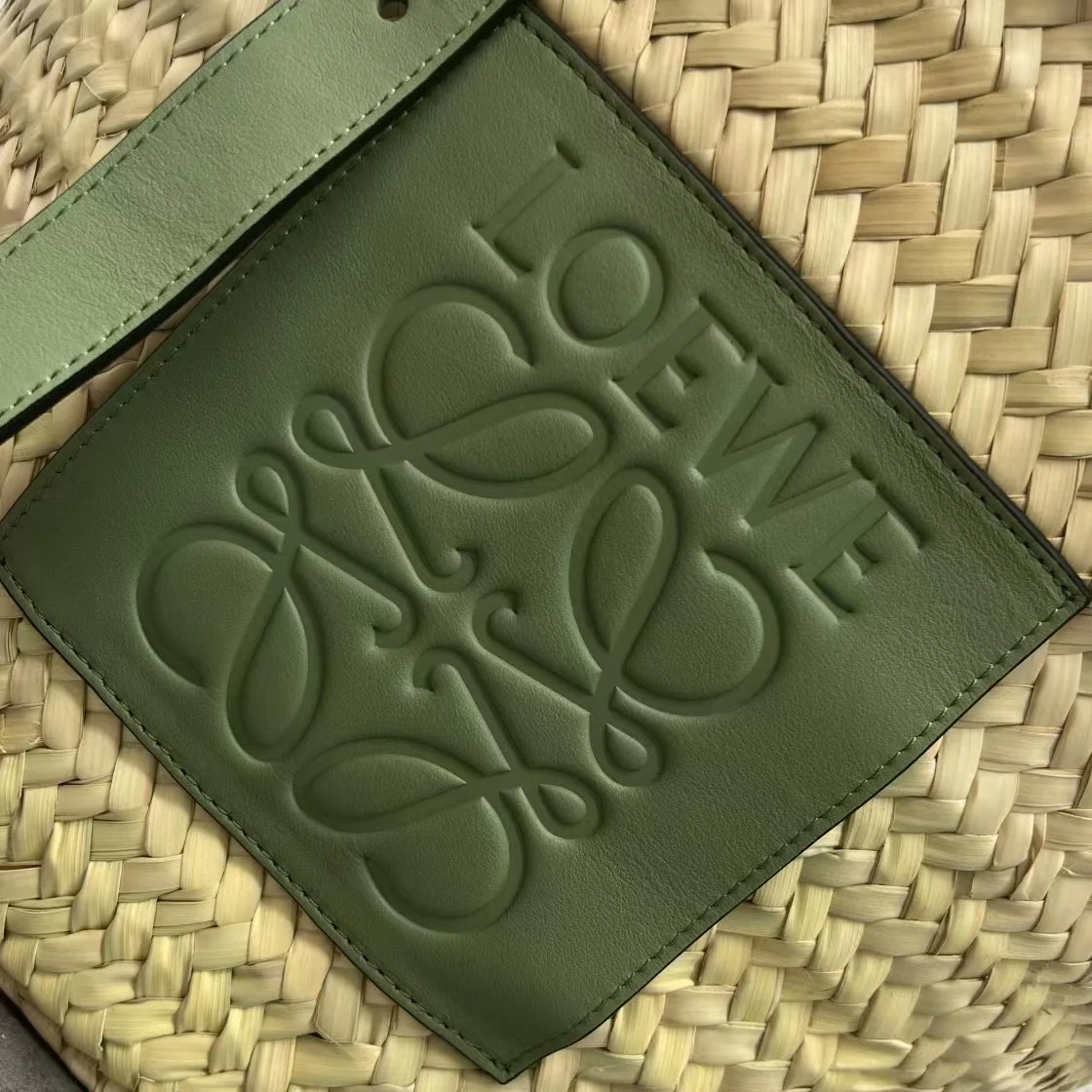 Соломенная сумка Loewe - 40 см - Большая - Зеленая