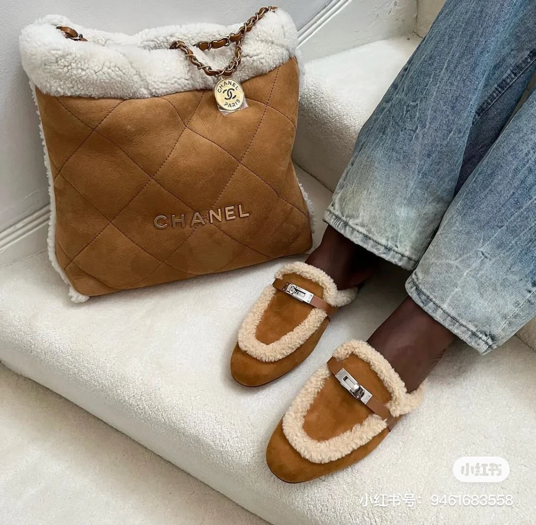 Кашемировые тапочки Hermes 2024 - Кофейно-коричневый