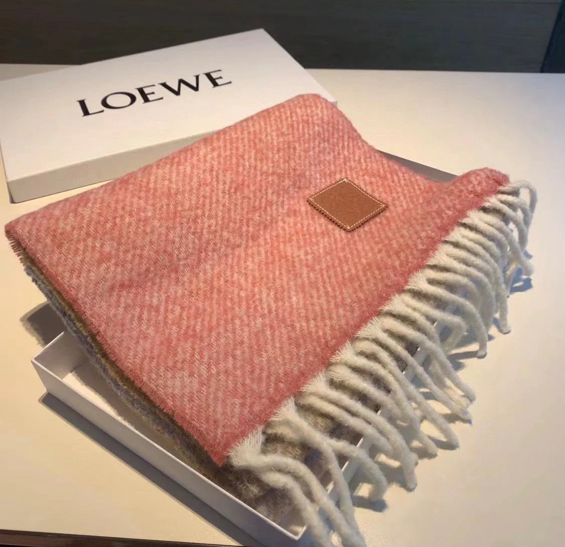 Шарф в стиле Лолита - однотонный - 250 см - 28 см - розовый