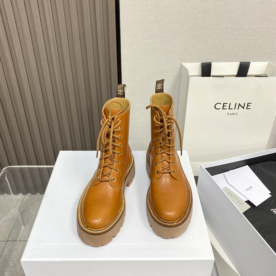 Ботинки Celine на шнуровке и платформе - каблук 5 см - размеры 35-39-40 (изготовление на заказ)