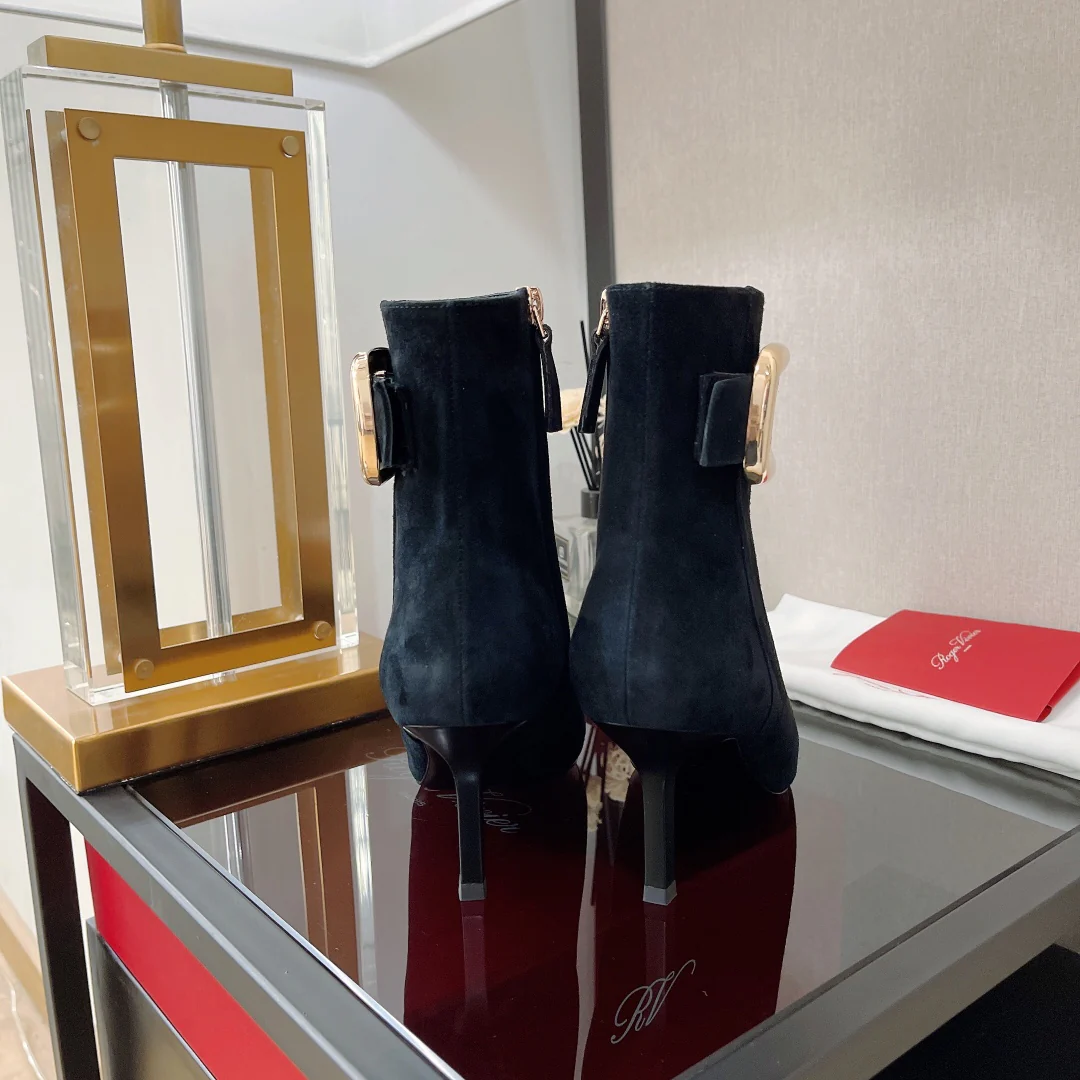 Обувь RV - Новинка сезона осень/зима 2022 - Ботильоны на шпильке из черной замши