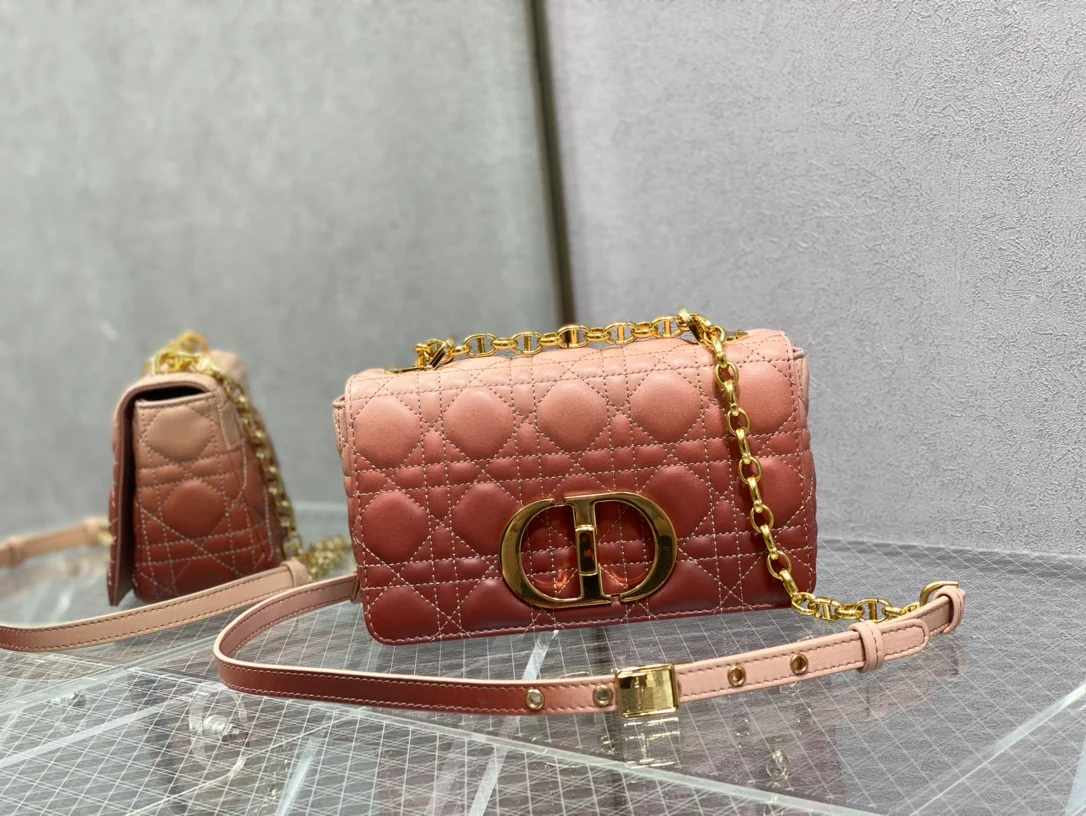 Dior Caro Large 28cm Градиентный розовый телячий мех