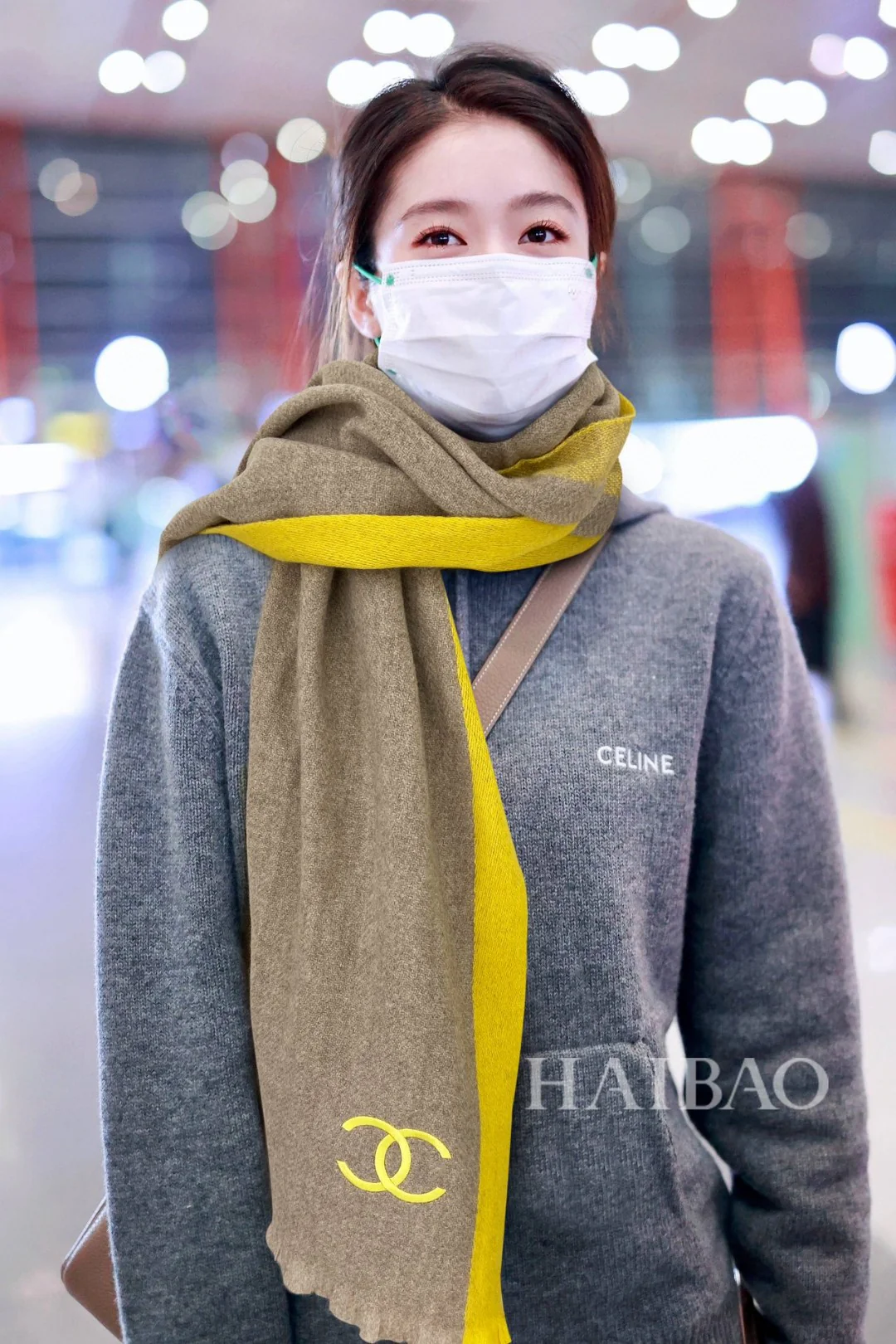 Длинный шарф Chanel с двойной С-образной отделкой - 43 см - 195 см - 100% чистый кашемир - желтый