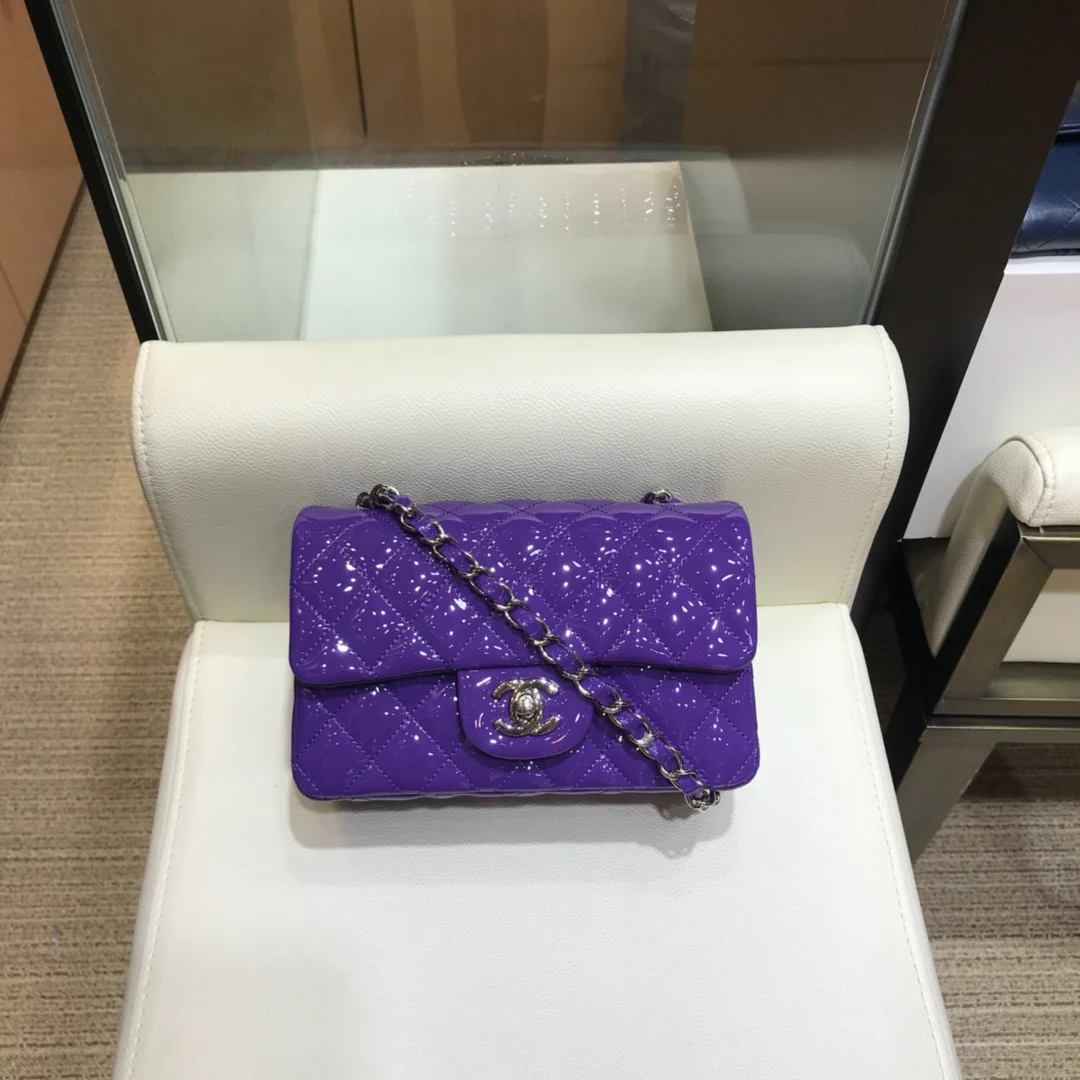 Сумка Chanel CF - лакированная кожа - серебряная цепочка - 20 см - 1