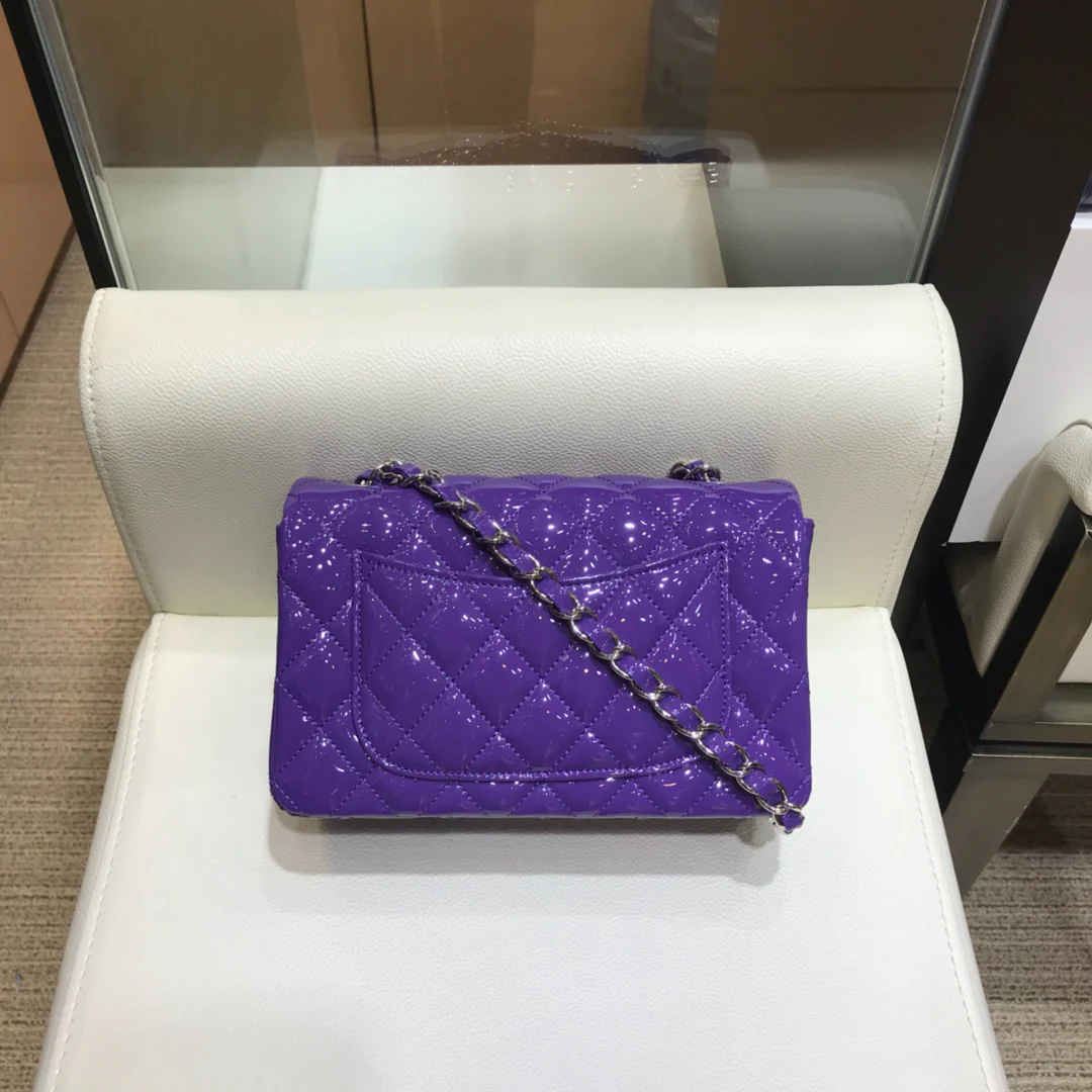 Сумка Chanel CF - лакированная кожа - серебряная цепочка - 20 см - 1