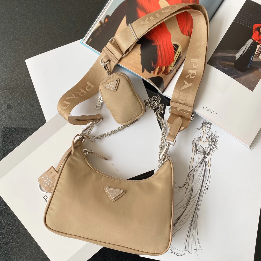 Сумка-хобо Prada 3-в-1, абрикосовый цвет
