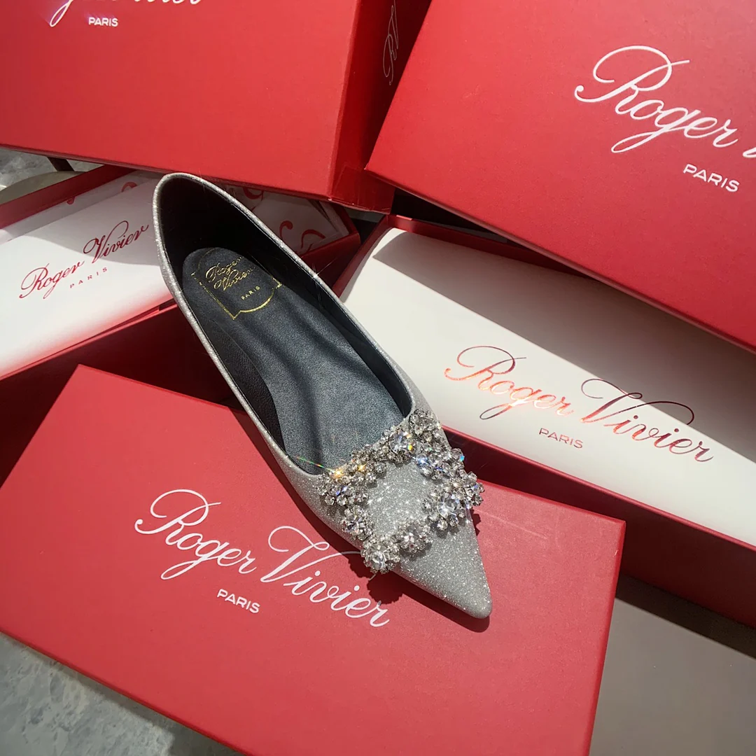 RV - Плоское дно - Шелк с пряжкой из страз - Серебристый