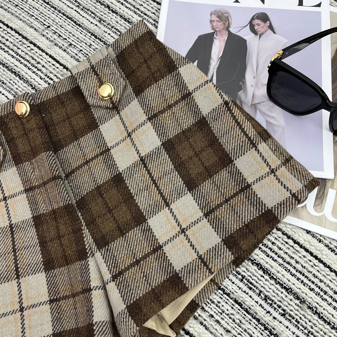 Miu Miu - 2404 - Новые клетчатые шорты с высокой талией