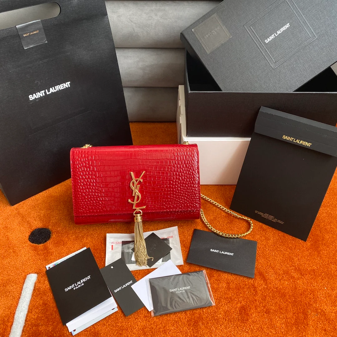 Сумка YSL Kate с цепочкой и крокодиловым принтом - Средний размер - 6