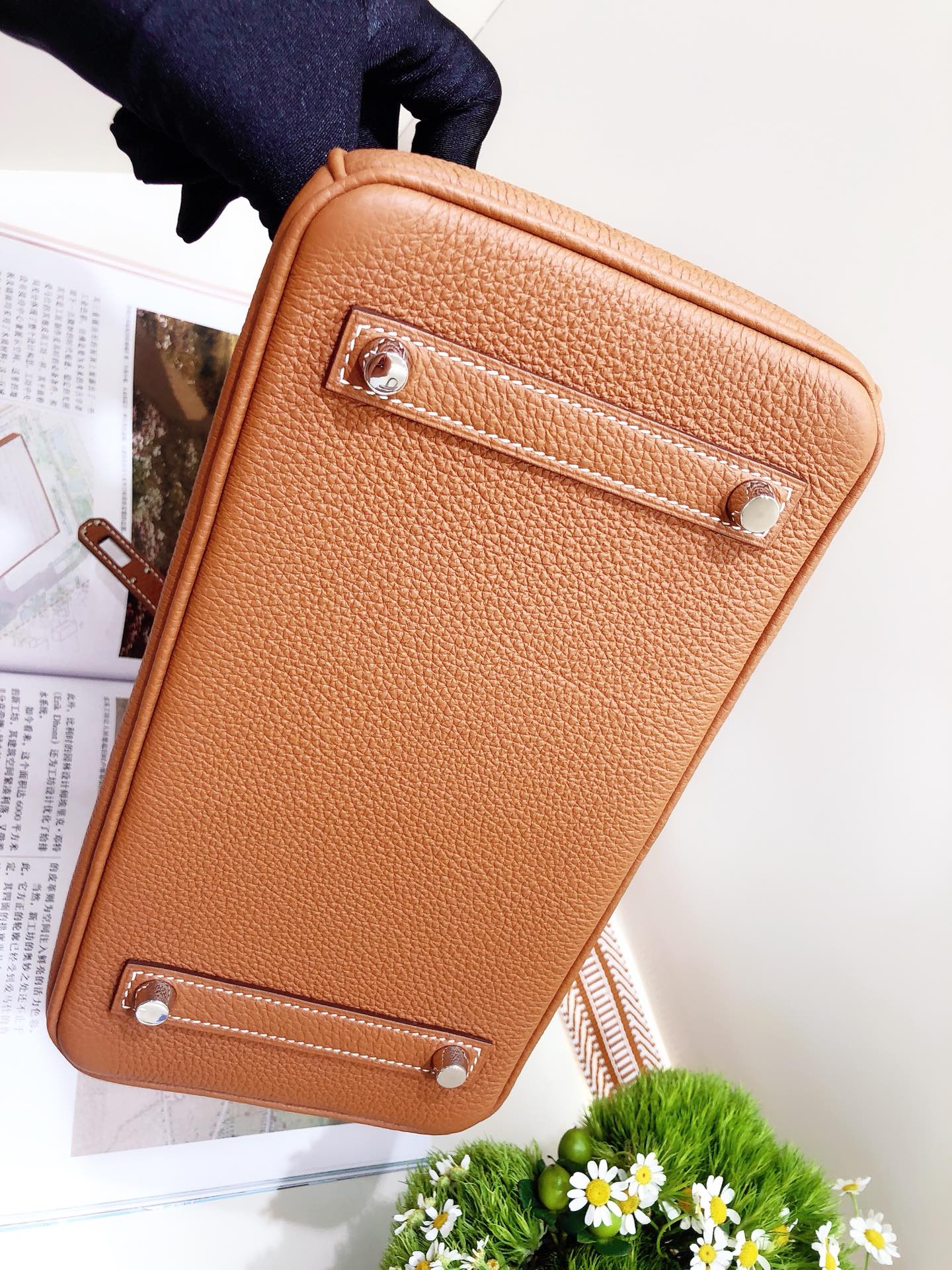 Hermes Birkin 25 Togo Gold Brown Silver Buckle