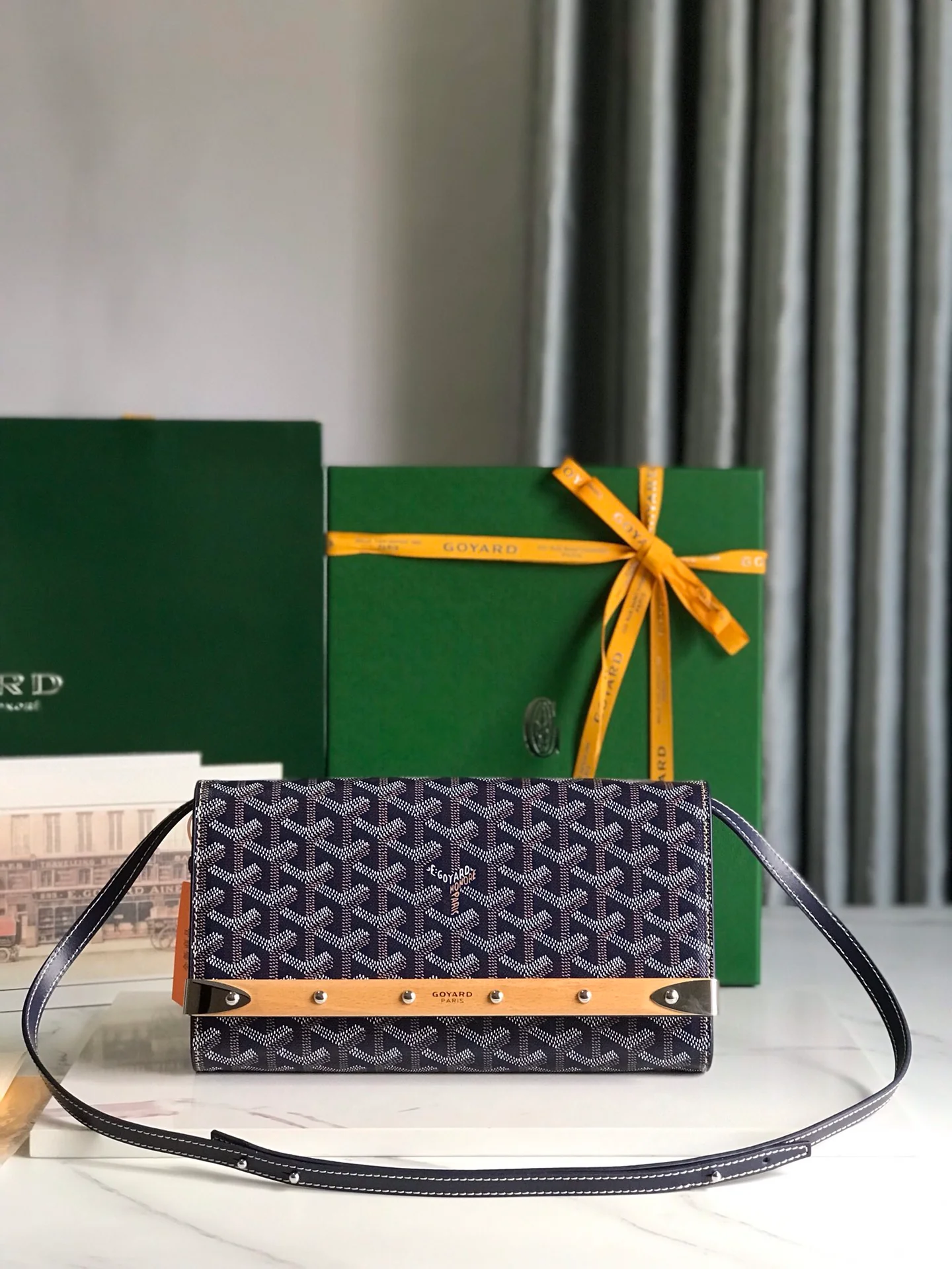 Клатч Goyard Monte Carlo, маленький, темно-синий.