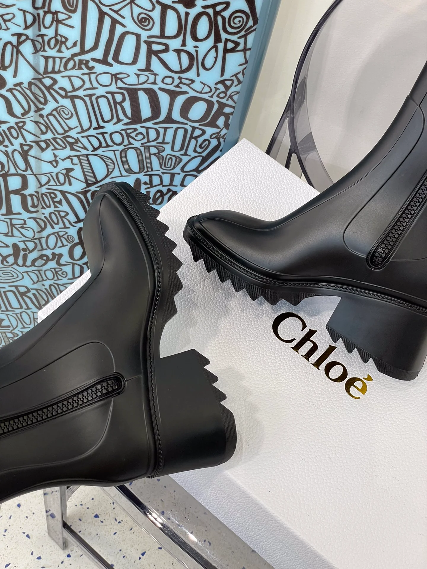 Обувь Chloe - Chloe - платформа - резиновые сапоги - черные