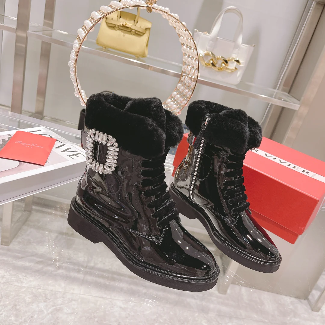 Новые шерстяные ботильоны RV осень/зима 2021 с пряжкой и стразами.