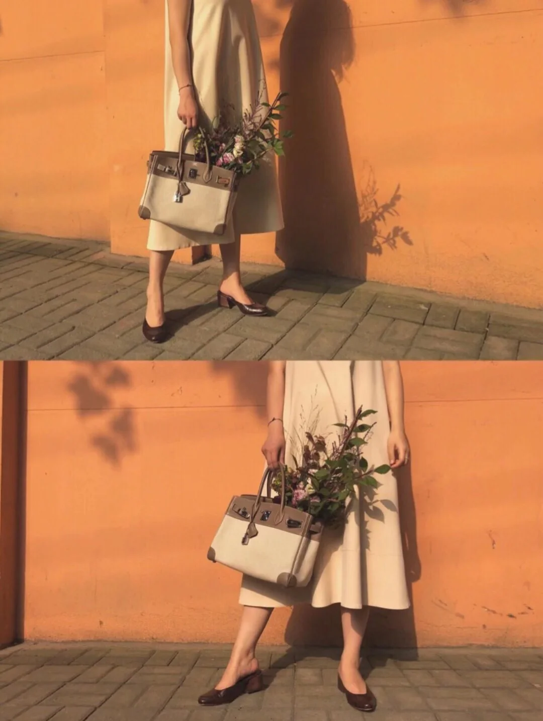 Сумка Hermes Birkin 30 — из телячьей кожи и парусины — цвет ?слоновая кожа?.