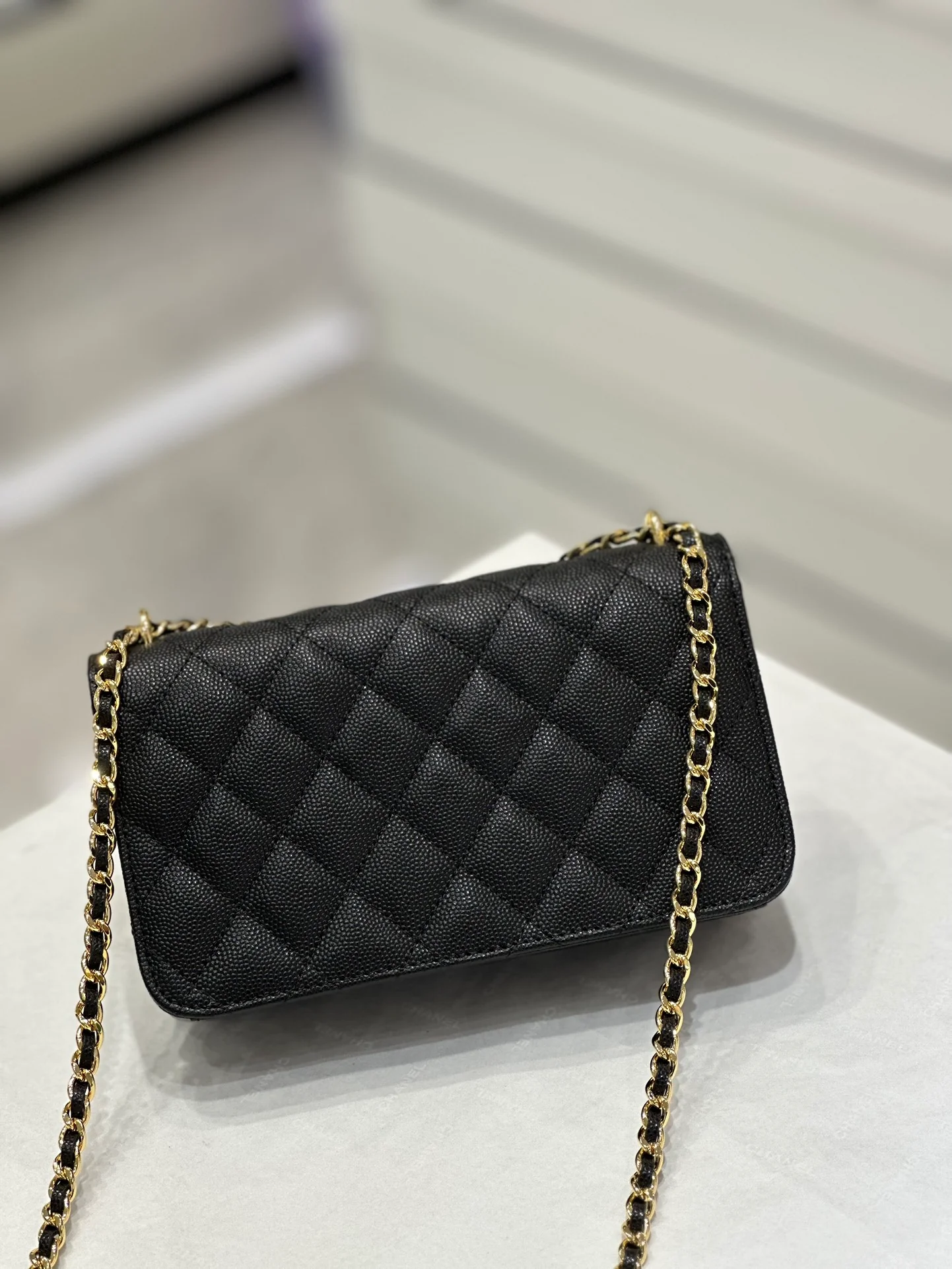 Коллекция Chanel Весна/Лето 2023 - Подвесной телефон-гармошка - WOC - Кожа с зернистой текстурой 