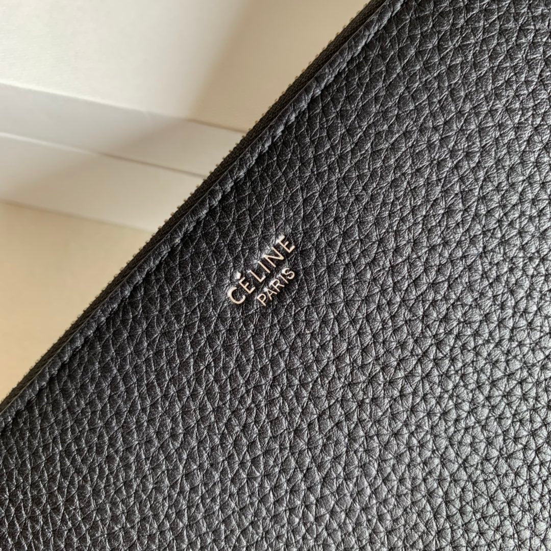 Длинный кошелек Celine на молнии — зернистая кожа — черный