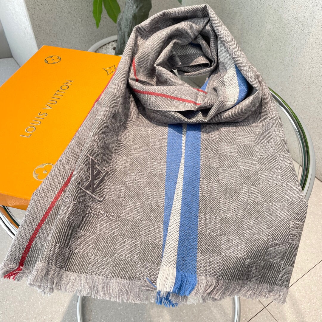 LV - Кашемировый шарф премиум-класса - 180 см - 32 см - 100% кашемир - серый