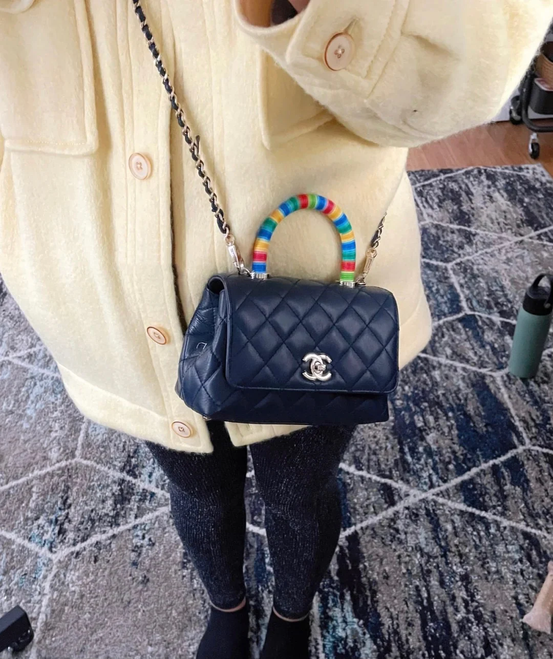 Мини-сумочка Chanel Coco Handle Rainbow Bag - темно-синяя
