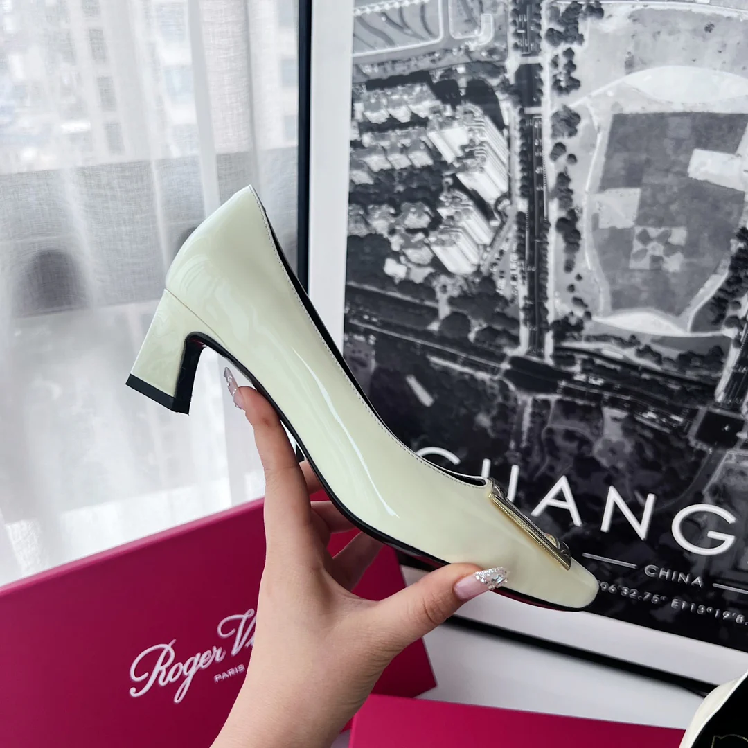 Туфли RV - классический устойчивый каблук - 4-5 см - белые