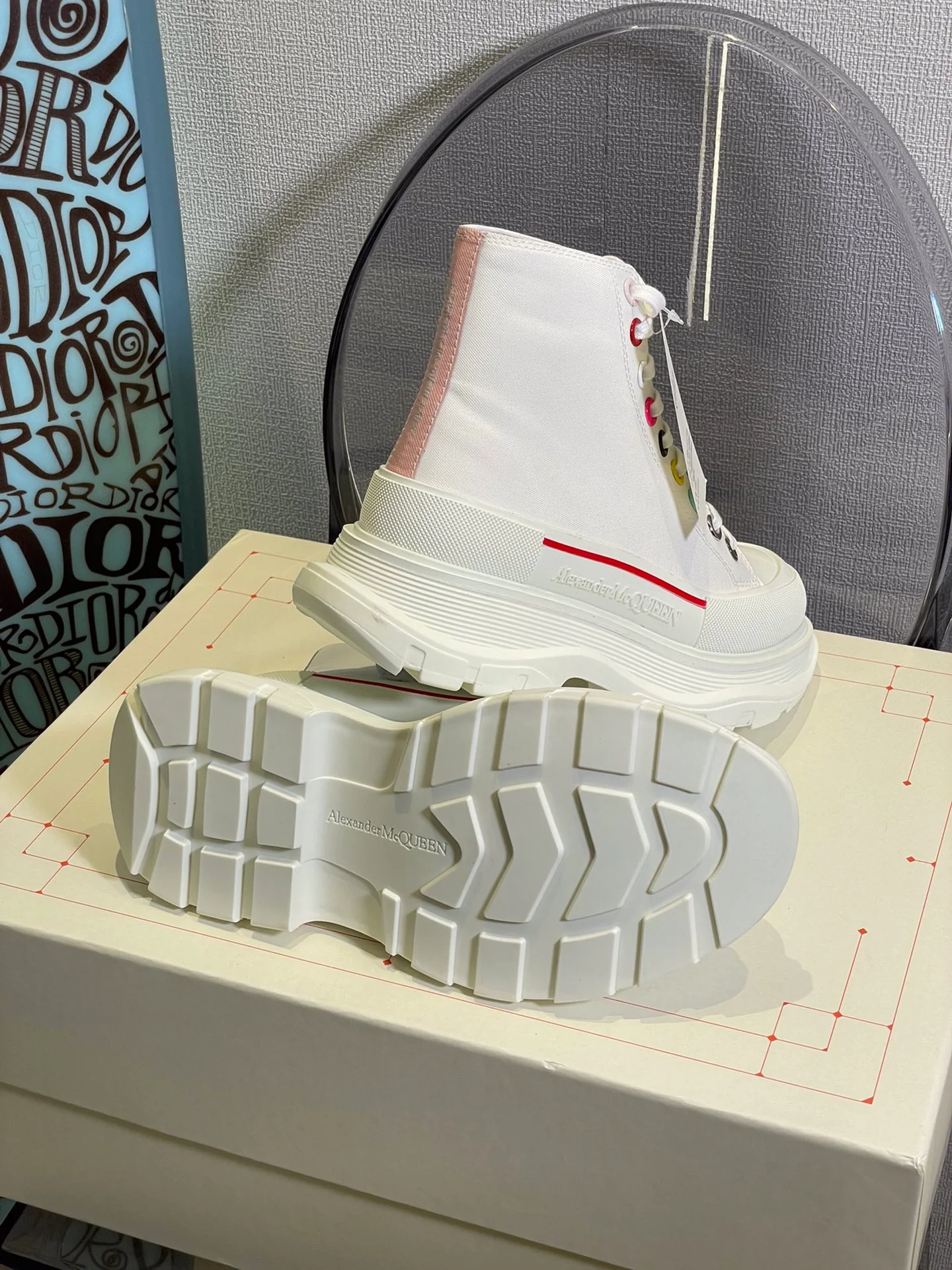 Высокие парусиновые туфли на платформе McQueen Rainbow