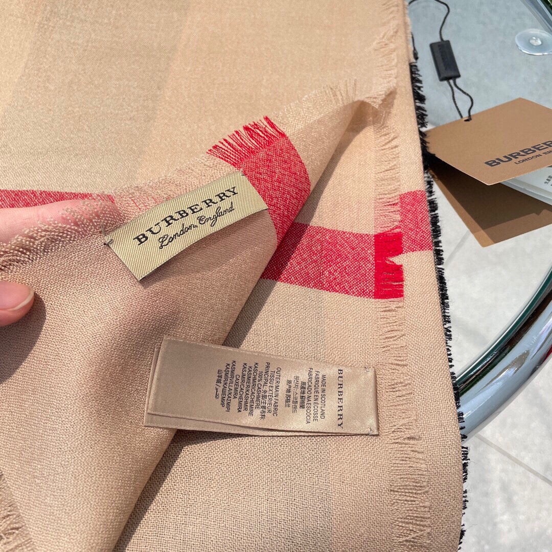 Ультратонкий кашемировый клетчатый шарф Burberry - 1 шт.