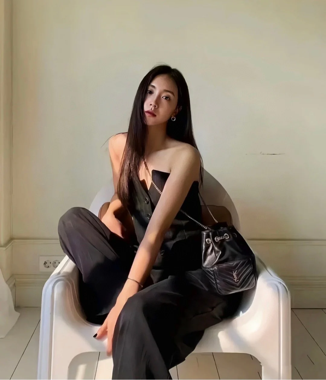 Рюкзак YSL Joe - Стеганый рюкзак - Черный с золотой пряжкой - Мини